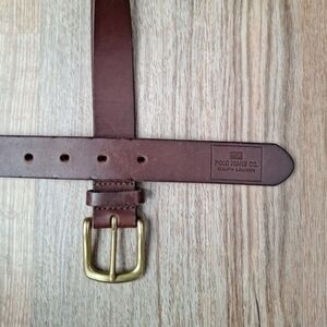 Polo Jeans Co Ralph Lauren 100% Genuine Leather Brown Belt Size Medium 37" Brass